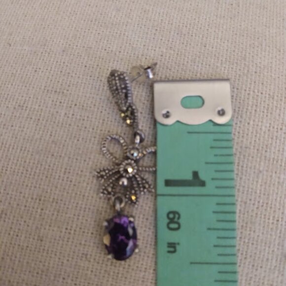Marcasite and amethyst earrings. Marked 925.